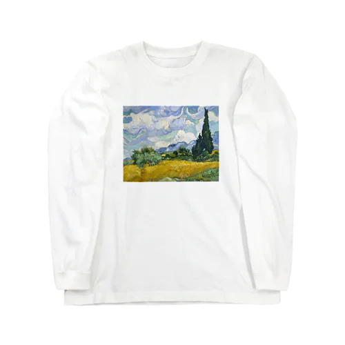 ゴッホ「糸杉のある麦畑」　フィンセント・ファン・ゴッホの絵画【名画】 Long Sleeve T-Shirt