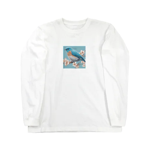 beautiful blue bird ロングスリーブTシャツ