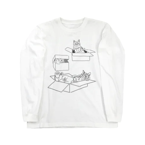 箱の中の猫達 ロングスリーブTシャツ