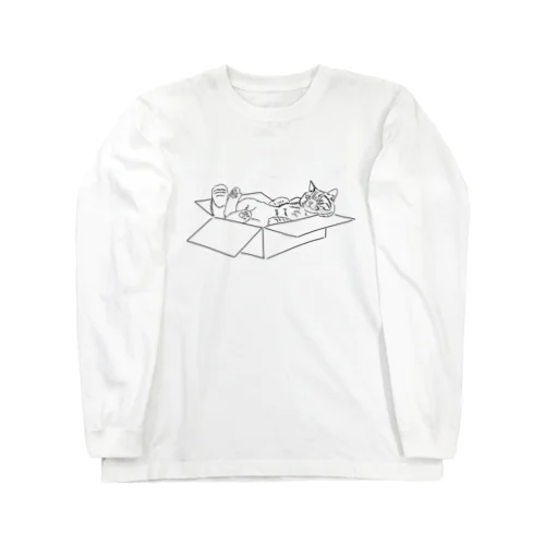 箱に入った猫　黒バージョン Long Sleeve T-Shirt