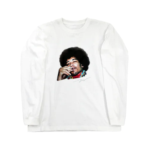 ジミヘン ジミヘンドリックス Jimi Hendrix イラスト 絵 ロック ギター ギターリスト ブルース Long Sleeve T-Shirt