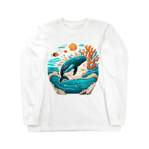 ダイナミックに飛ぶクジラちゃん Long Sleeve T-Shirt