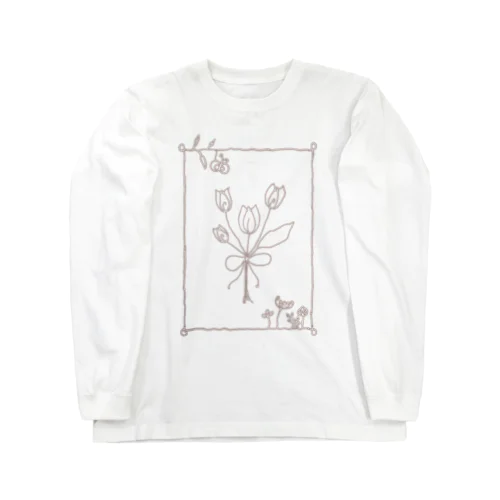 ワイヤーアート風フラワー Long Sleeve T-Shirt