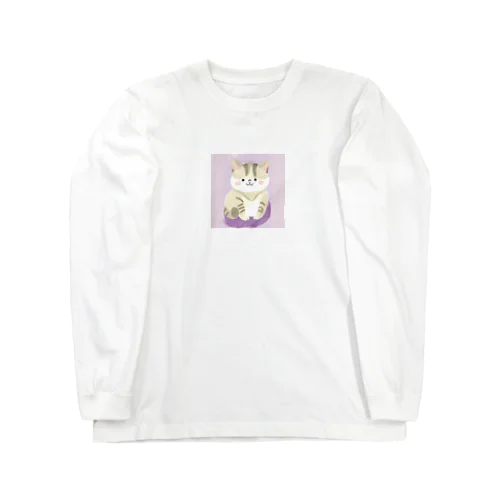 猫の水彩画グッズ ロングスリーブTシャツ