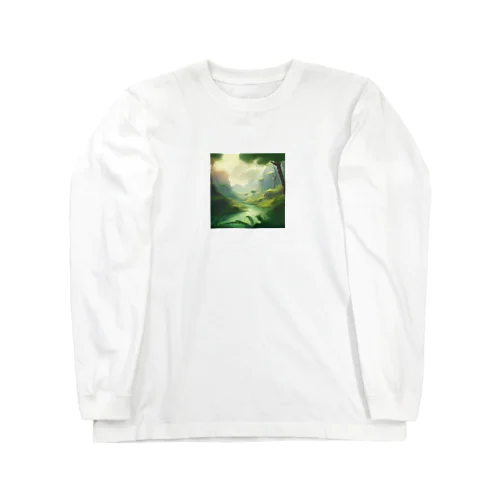  幻想の森 グリーンウンダー アートプリント Long Sleeve T-Shirt