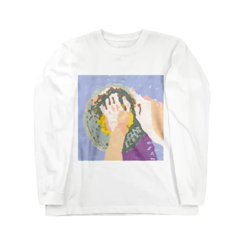 パン生地をこねる(ちぎり絵/貼り絵) Long Sleeve T-Shirt