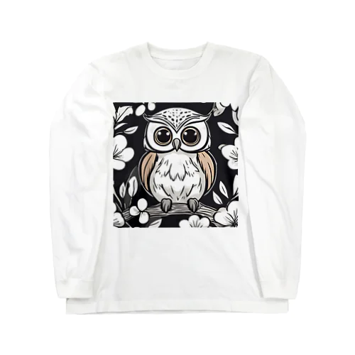 フクロウのフクイチロウ ロングスリーブTシャツ