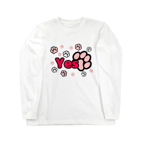 肉球まみれのYes,No(背面) ロングスリーブTシャツ