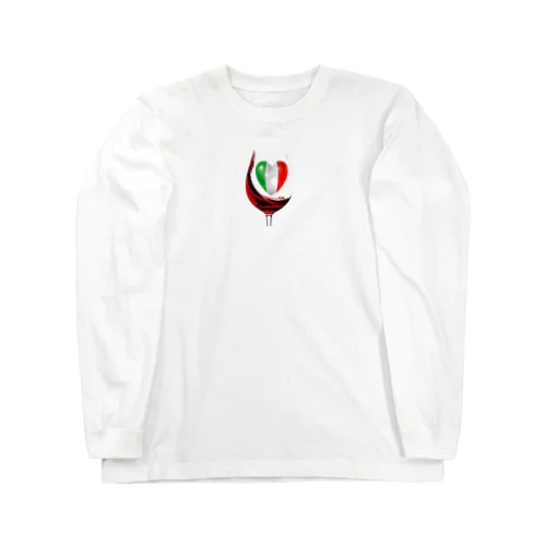 国旗とグラス：イタリア（衣類） Long Sleeve T-Shirt