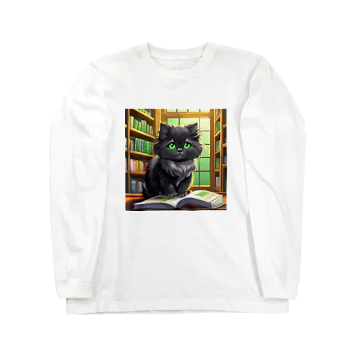 図書室の黒猫02 ロングスリーブTシャツ