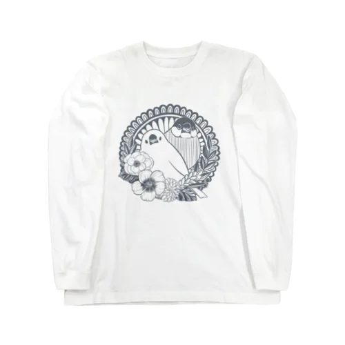 AIの説明文により1色なのに鮮やかにされた文鳥たち Long Sleeve T-Shirt