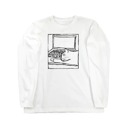 猫の手貸します。（ほぼ線画） Long Sleeve T-Shirt