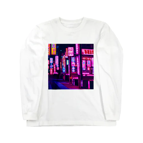 中華的な夜の街並み Long Sleeve T-Shirt