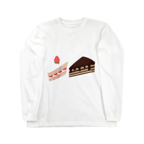 いちごケーキとチョコレートケーキ ロングスリーブTシャツ