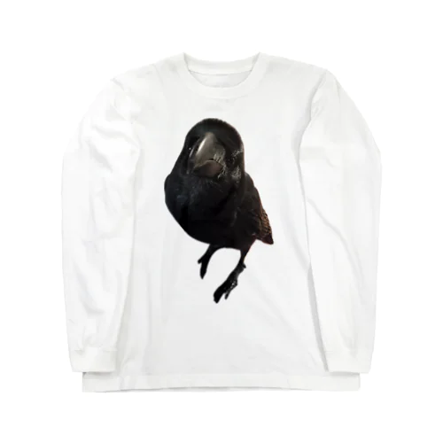 内股ポーズのカラスのハッピー Long Sleeve T-Shirt