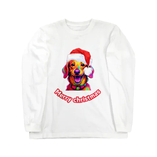 ミニチュアダックスフンド　メリークリスマス ロングスリーブTシャツ