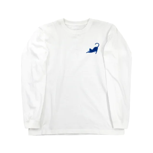 伸び猫ブルー Long Sleeve T-Shirt