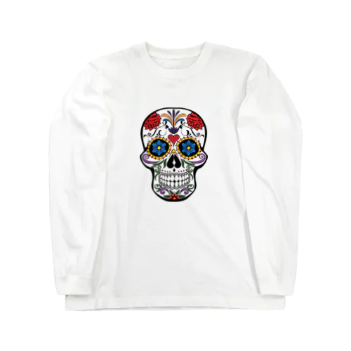 Colorful Skull   カラフル な スカル. はでな 頭蓋骨 ロングスリーブTシャツ