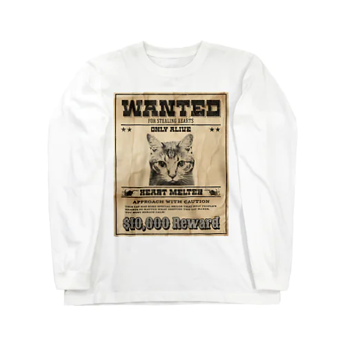 WANTED ハート泥棒（舌をだす猫） Long Sleeve T-Shirt