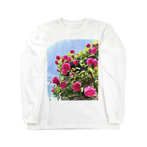 薔薇と青空 ロングスリーブTシャツ