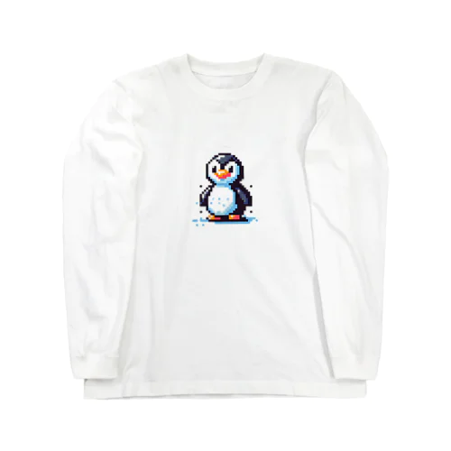 ペンギンのpixelアート ロングスリーブTシャツ