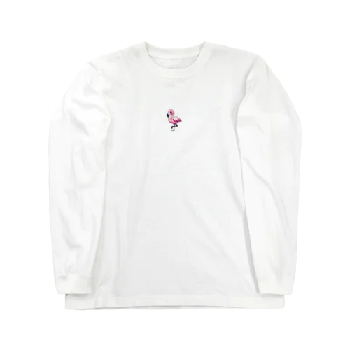 フラミンゴのピクセルアート Long Sleeve T-Shirt