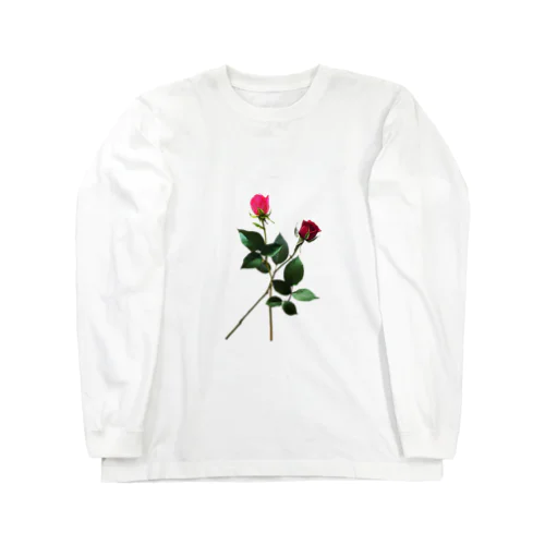 Redpink_two roses ロングスリーブTシャツ