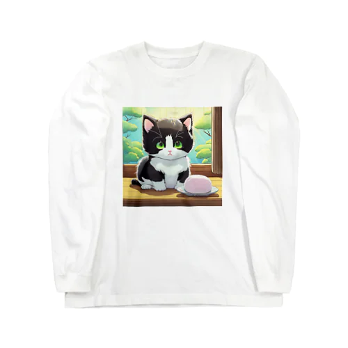 お餅と白黒猫 Long Sleeve T-Shirt