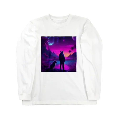 幻想的な夜空、夜行性の生態 Long Sleeve T-Shirt