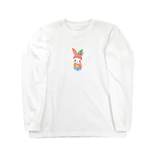 人参を持った可愛いいうさぎちゃん Long Sleeve T-Shirt