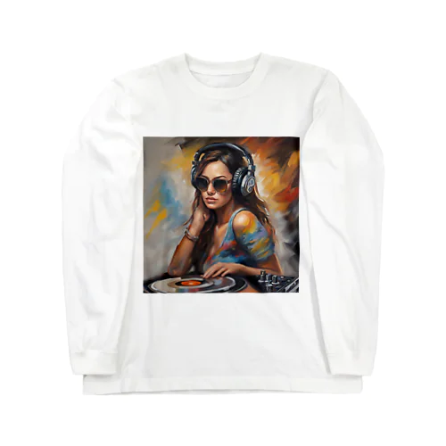 DJ 女性イラスト Long Sleeve T-Shirt