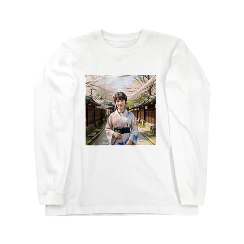 日本の寺に咲く桜 Long Sleeve T-Shirt