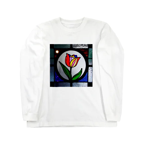 雨降りチューリップ（The tulip in the gentle rain.） ロングスリーブTシャツ