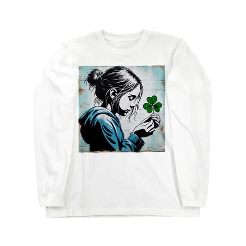 三つ葉のクローバーでさえ、祈る少女 Long Sleeve T-Shirt