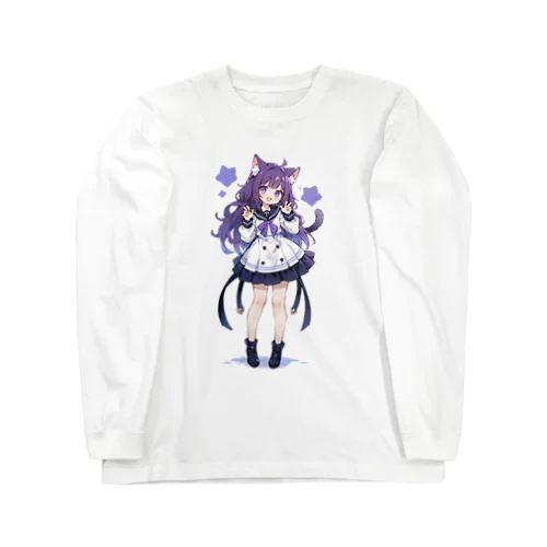 にゃんにゃん猫ちゃん女の子 ロングスリーブTシャツ