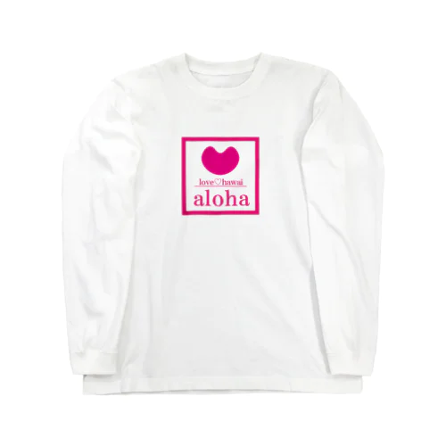 ハワイ　シンプル　ピンク ロングスリーブTシャツ