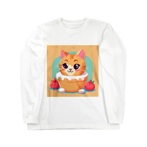 スイーツ大好きな子猫ちゃん ロングスリーブTシャツ