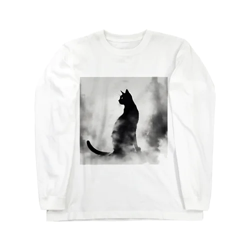 謎めいたモノクロねこ Long Sleeve T-Shirt