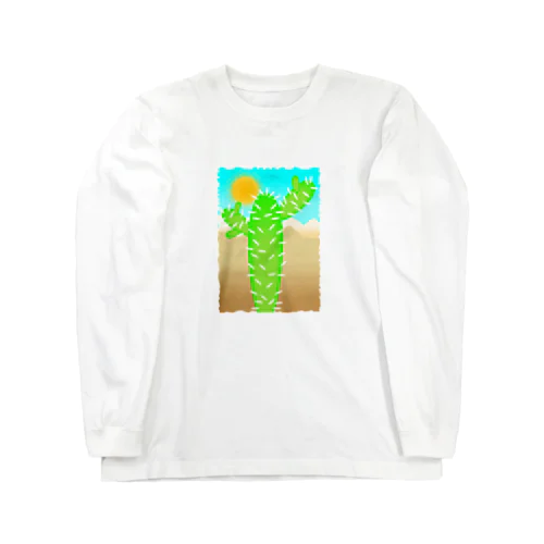 砂漠の太陽とサボテン Long Sleeve T-Shirt