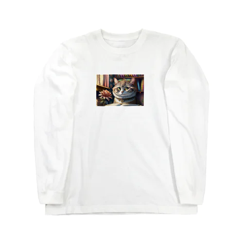 本を読む賢い猫 Long Sleeve T-Shirt