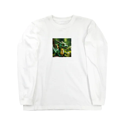 新緑の森で木漏れ日を浴びて喜んでいる竜 Long Sleeve T-Shirt