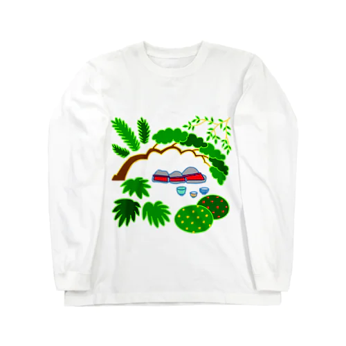 石仏と植栽 ロングスリーブTシャツ