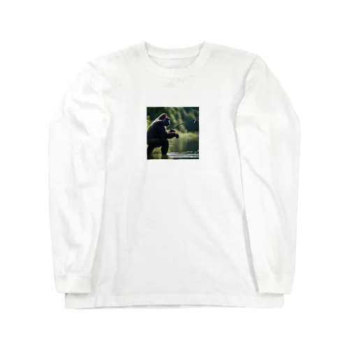 釣りをするゴリラ Long Sleeve T-Shirt