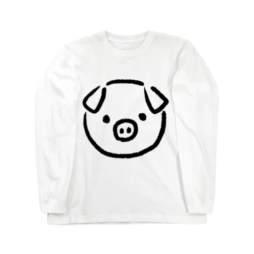 手書きの豚さん ロングスリーブTシャツ