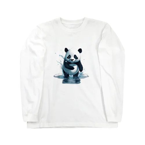 パンダの水遊び Long Sleeve T-Shirt