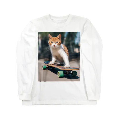 a cat on the skateboard（スケボネコ） Long Sleeve T-Shirt