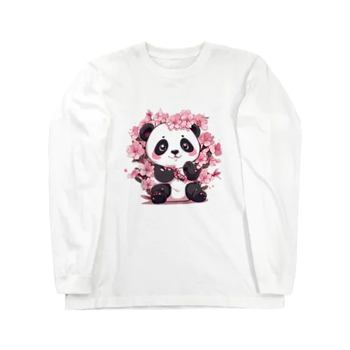 満開桜とパンダ Long Sleeve T-Shirt