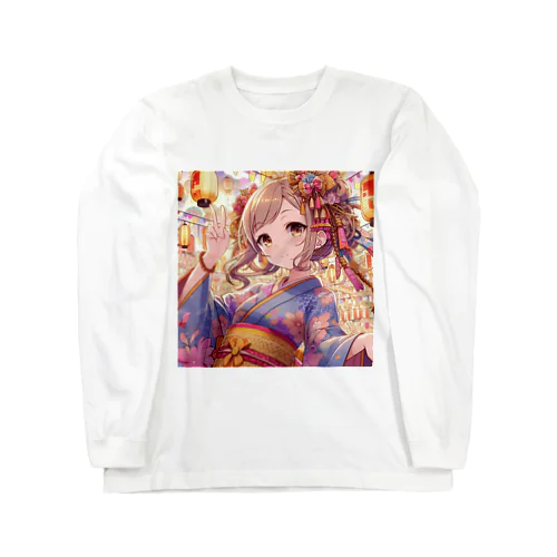 お祭りを楽しむ浴衣美少女 Long Sleeve T-Shirt