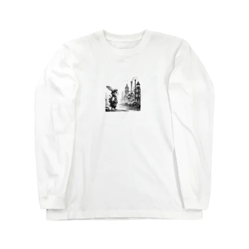 蒸気の町を旅するウサギ Long Sleeve T-Shirt