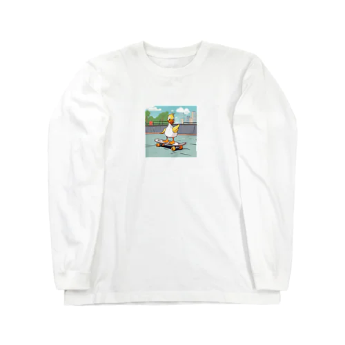 スケートパークで遊ぶ可愛いアヒルちゃん Long Sleeve T-Shirt